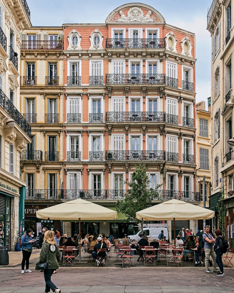 Ornate buildings on La Canebière, Marseille’s main drag.