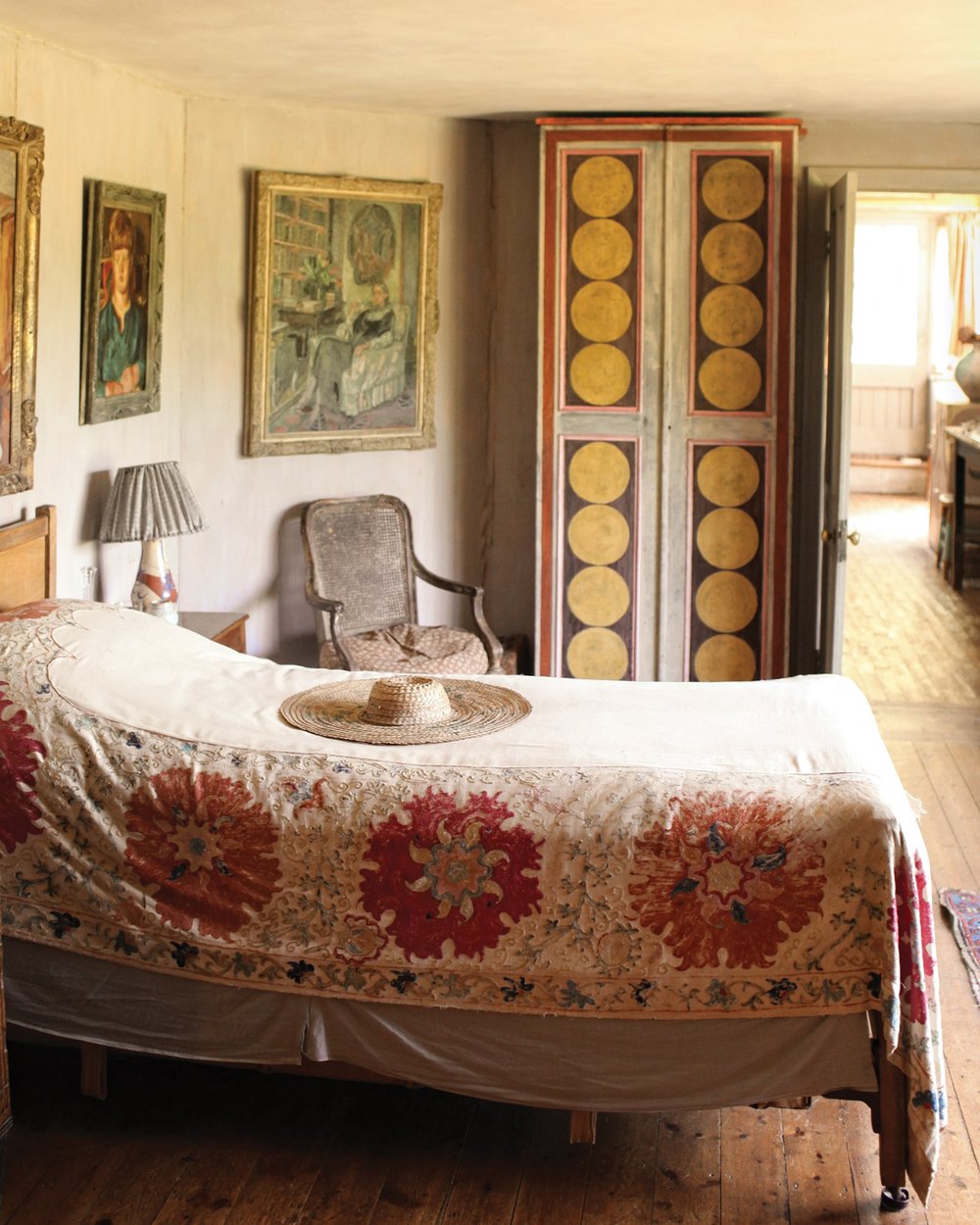 A bedroom at Charleston in Bloomsbury country.