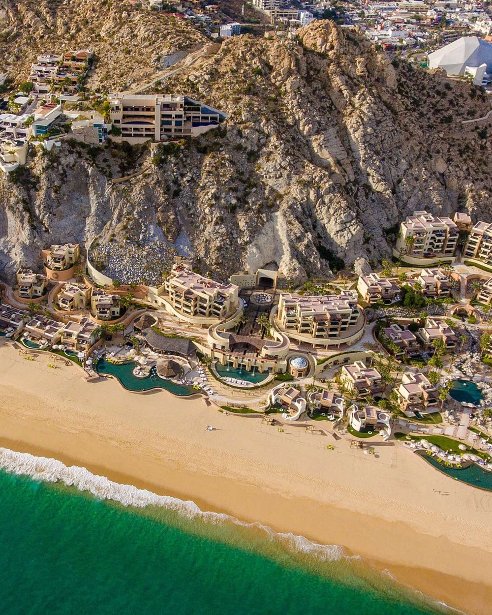 Waldorf Astoria Los Cabos Pedregal, built into Pedregal Mountain, faces the Sea of Cortés.