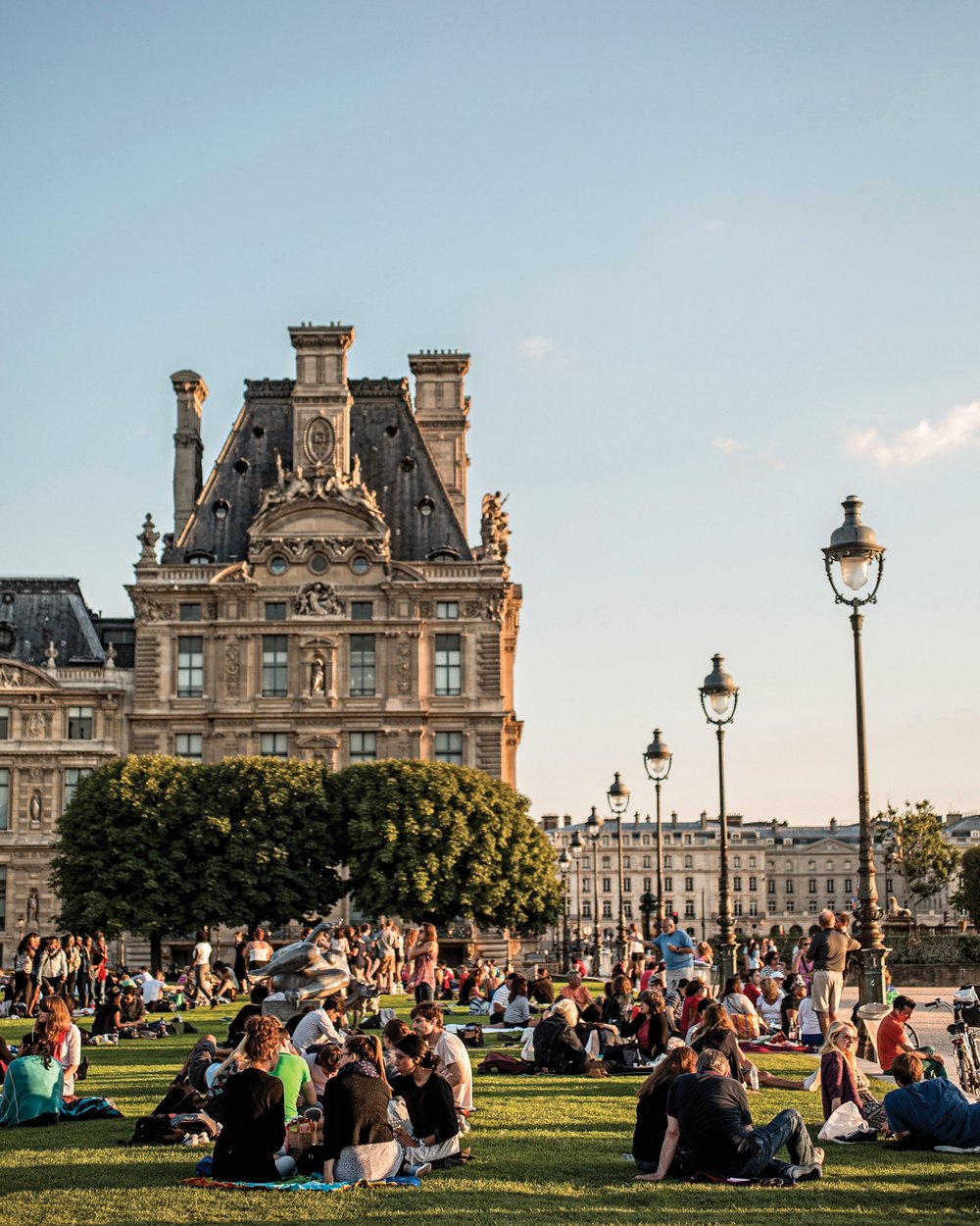 Picnickers at the Tuileries Garden in Paris.