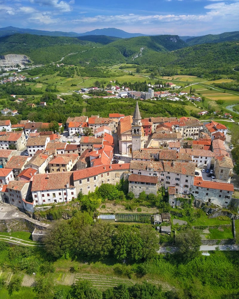 Buzet, Croatia, seen from overhead.